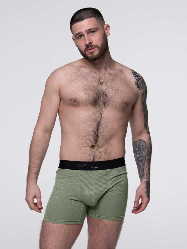 Mens Classic Ribbed Boxers - Green Online-Verkauf – Bild 4